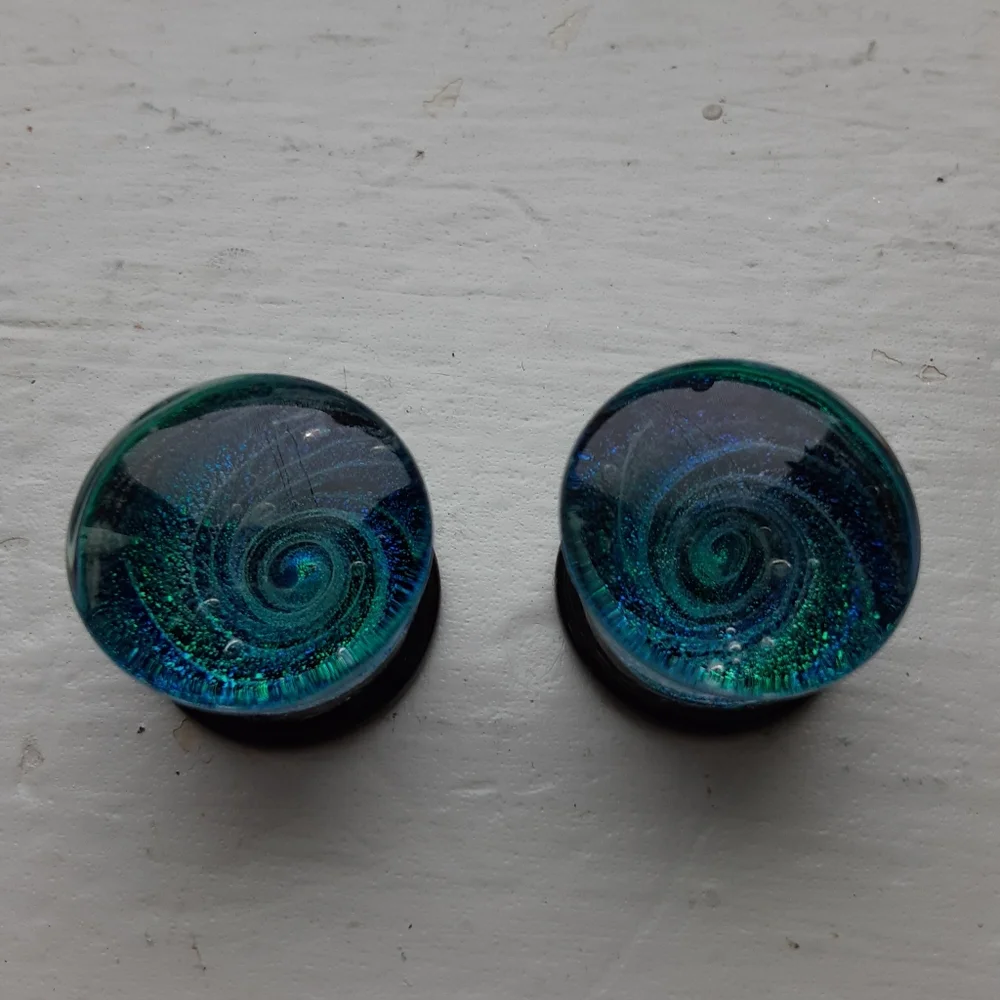 Glass Dichro Galaxy Plugs ⅝ - Picture 2 of 2